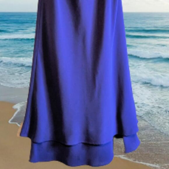 Jones of New York 4 sleeveless flowy lined polyester royal blue woman's gown. - Picture 3 of 3